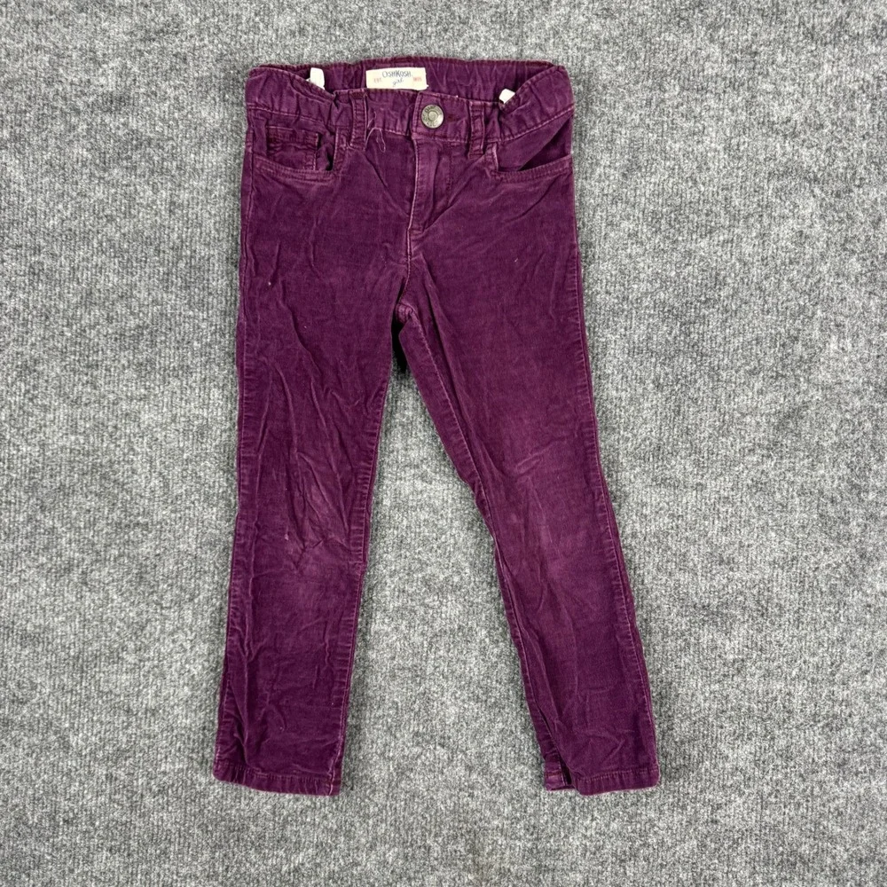 OshKosh Corduroy Pants Girls Size 3T Purple Slim Fit Adjustable Waist Cotton